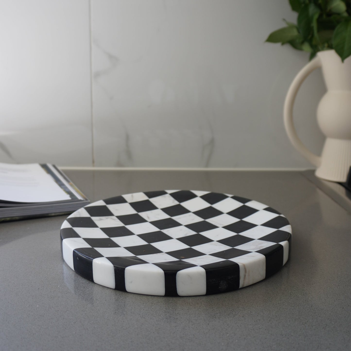 Gatsby Checkered Concave Platter/Tray