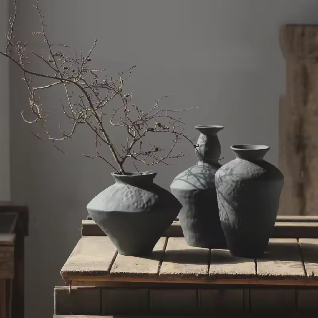 Trio of Organic Ceramic Vases